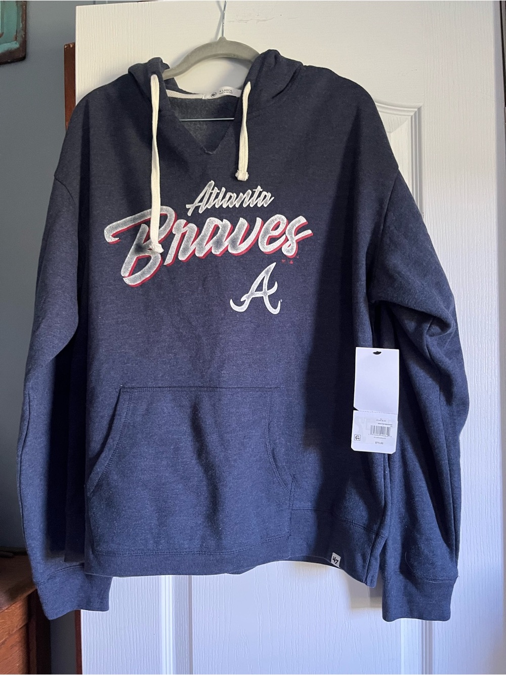 Atlanta Braves Navy Hooded Sweatshirt with Front Pocket